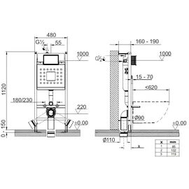 pianura Basic Unterputz-Spülkasten 112 cm