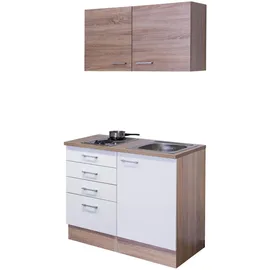 Flex-Well Küchenzeile FLEX-WELL Samoa 100 cm Weiß/Eiche