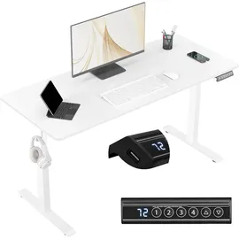 Woltu Schreibtisch Computertisch mit USB-Ladeanschluss, Weiß 140x60 cm - Weiß
