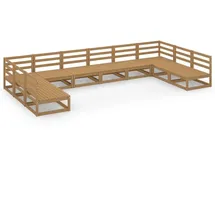 vidaXL 10-tlg. Garten-Lounge-Set Massivholz Kiefer - Braun