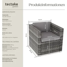 Tectake Rattansessel 70 x 69 x 65 cm Grau