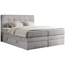 MKS Boxspringbett, ERNI KING 160/200 Hellgrau Velvet - H4