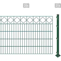 Arvotec Doppelstabmattenzaun »ESSENTIAL 100 zum Aufschrauben "Karo" mit Zierleiste«, Zaunhöhe 100 cm, Zaunlänge 2 - 60 m 18794207-0 dunkelgrün H/L: 100 cm x 40 m