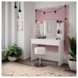 Vicco Schminktisch Charlotte Weiß 106 cm mit LED-Spiegel und Hocker
