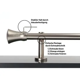 deco-raum Gardinenstange nach Maß 1-Lauf Kegel Ø 25mm edelstahl-optik 450cm