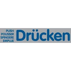 Türschild, Drücken - mehrsprachig, 40 x 160 mm - 160x40x1 mm Kunststoff