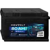 HeyVolt Autobatterie 12V 80Ah 670A Hochleistungs-Blei-Säure-Batterie, Langlebig, Kompatibel mit PKW,