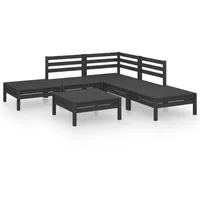 vidaXL 6-tlg Garten-Lounge-Set Massivholz Kiefer Schwarz