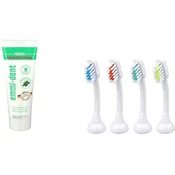 emmi-dent® Ultraschall Zahncreme + E4 Ersatzbürstenköpfe