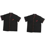 VALICLUD 2st Kochuniform Koch-Outfits Kochmantel Mit Knöpfen Schwarze Kochjacken Sommer Kurzarm Küchenchefuniform Sommerkleidung Für Männer Catering-Jacke Für Frauen Mann Kochhose Drucken