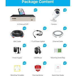 ZOSI 1080p Außen Video Überwachungskamera Set Schwarz