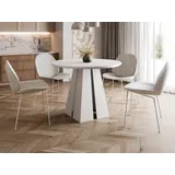 Compleo Esstisch Ø: 100cm oder 120 cm, Designer Tisch, ausziehbarer Tisch TRENDI weiß 120 cm