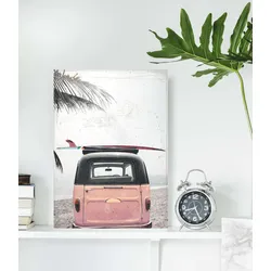 Metallbild QUEENCE "Surferbus", rosa (farbe bild(er): rosa), B:30cm H:45cm, Bilder, Stahlschilder