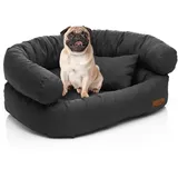 Juelle Hundebett - Sofa für mittelgroße Hunde, Abnehmbarer Bezug maschinenwaschbar, flauschiges Bett, Hundesessel Santi S-XXL (Größe: M - 80x60cm, Graphit)