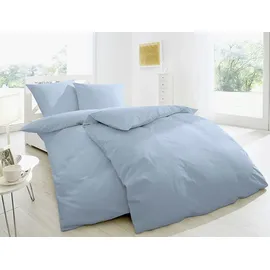 Primera Satin-Bettwäsche Falsches Uni Blau 135 x 200 cm + 80 x 80 cm