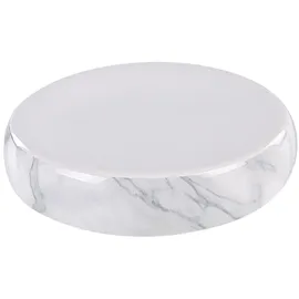 Beliani 4-tlg Badezimmer-Zubehör ARAUCO Keramik Weißer Marmor