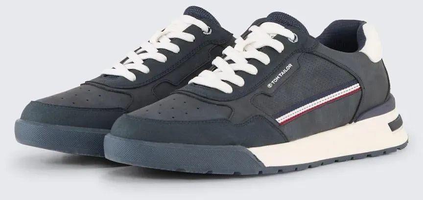 TOM TAILOR Herren Sneaker aus Lederimitat, blau, Uni, Gr. 40