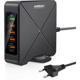 60W USB Ladegerät 5-Port USB A Netzteil,GaN Teah QC 3.0 Ladegerät,Desktop Ladeadapter,kompatibel mit iPhone 14/13/12/ipad/watch/Galaxy Z Fold4/S22