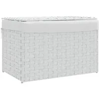 vidaXL Wäschekorb mit Deckel Weiß 55,5x35x34 cm Poly Rattan