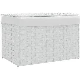 vidaXL Wäschekorb mit Deckel Weiß 55,5x35x34 cm Poly Rattan