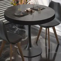 GGM Möbel BL | Bistrotisch | Ø:H 70 x 78 cm | Schwarzer Rand | Wenge / Schwarz | Rund