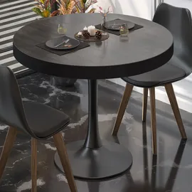 GGM Möbel BL | Bistrotisch | Ø:H 70 x 78 cm | Schwarzer Rand | Wenge / Schwarz | Rund