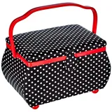 Prym Polka Dots schwarz/weiß L Nähkorb, Baumwolle, L