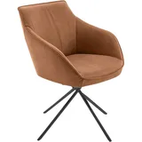 Koinor Armlehnstuhl, Schwarz, Cognac, Metall, Leder, Echtleder, Büffelleder, Rundrohr, Drehkreuz, 60x84x67 cm, Goldenes M, Dgm, Lederauswahl, Stoffauswahl, Typenauswahl, Gestellauswahl, automatische Rückholfunktion, Sitzfläche 320° drehbar, Esszimmer, Stühle, Esszimmerstühle, Armlehnenstühle