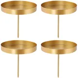 Adventskranz Kerzenhalter 4er Set, 8cm Metall Kerzenständer Gold, Candle Holder Für Adventskerzen, DIY Kerzenteller zum Stecken Stumpenkerzen Kerzenleuchter Adventskranz Weihnachten Deko