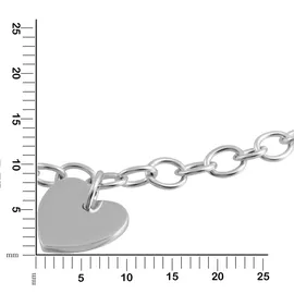 VIVANCE Armband 925 Silber rhodiniert mit Herz Motiv weiß 19 cm