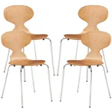 [en.casa] Esszimmerstuhl Kil Walnussoptik/Chromfarben beige 4er Set