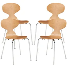 [en.casa] Esszimmerstuhl Kil Walnussoptik/Chromfarben beige 4er Set