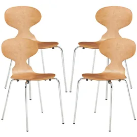 [en.casa] Esszimmerstuhl Kil Walnussoptik/Chromfarben beige 4er Set
