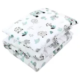 TupTam Kinder Gemusterte Bettdecken Set Ganzjahresdecke Bettdecke Kopfkissen Flachkissen 2tlg., Farbe: Zoo Grün, Größe: 135x100 cm