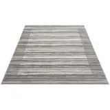 Carpet City Teppich Wohnzimmer - Streifen Muster 120x170 cm Grau Meliert - Moderne Teppiche Kurzflor