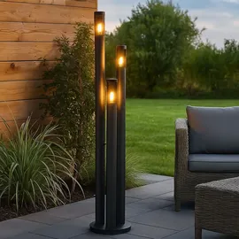 GLOBO Led Außenlampe Standleuchte Wegeleuchten Außen Edelstahl Gartenleuchte Groß für draußen, anthrazit rauch, 3x 7w 3x 630lm warmweiß, Dxh 28x170 cm