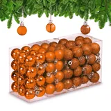Relaxdays Weihnachtskugeln 96er Set, glitzernde, Matte & glänzende Baumkugeln, Weihnachtsbaumdeko, Kunststoff, orange