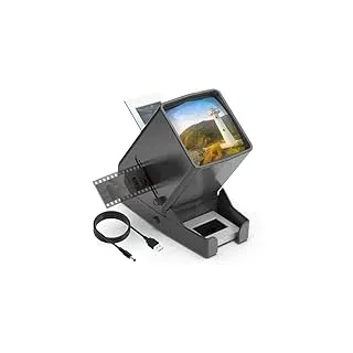 DigitPro 35mm Diabetrachter mit 3-facher Vergrößerung, LED-beleuchteter Diaprojektor, USB-Betrieb/Batteriebetrieb für 35mm Dias & Negative (4X AA Batterien im Lieferumfang)