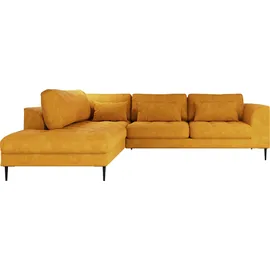 Trendmanufaktur Ecksofa »Luzi, wahlweise mit Schlaffunktion und Bettkasten bestellbar, L-Form«, Designsofa mit Ottomane, Metallfüße schwarz, Breite 264 cm orange