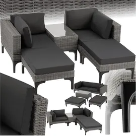 Tectake Bellaria Aluminium Rattan Lounge grau