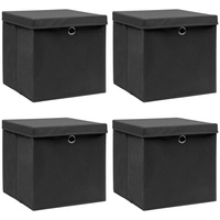 VidaXL Aufbewahrungsboxen mit Deckeln 4 Stk. Schwarz 32x32x32 cm