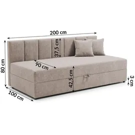 s-style möbel Lenny Tagesbett 90 x 200 cm braun