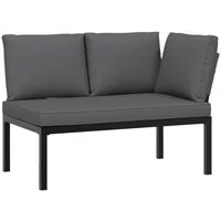 Furnicato Gartenbank mit Kissen Schwarz Aluminium