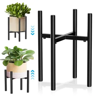 nviyam Blumenständer Verstellbarer, Pflanzenständer Metall Schwarz, Blumenhocker Pflanzenregal, Blumentopfhalter für Innen und Außenbereich, Blumentopfständer für 20-35 cm Töpfe, Pflanzenhocker