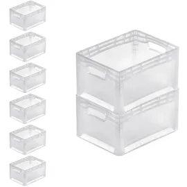 Proregal SuperSparSet 8x Transparenter Eurobehälter LightLine mit offenem Griff | HxBxT 22x30x40cm | 24 Liter | Eurobox, Transportbox, Transportbehälter, ...