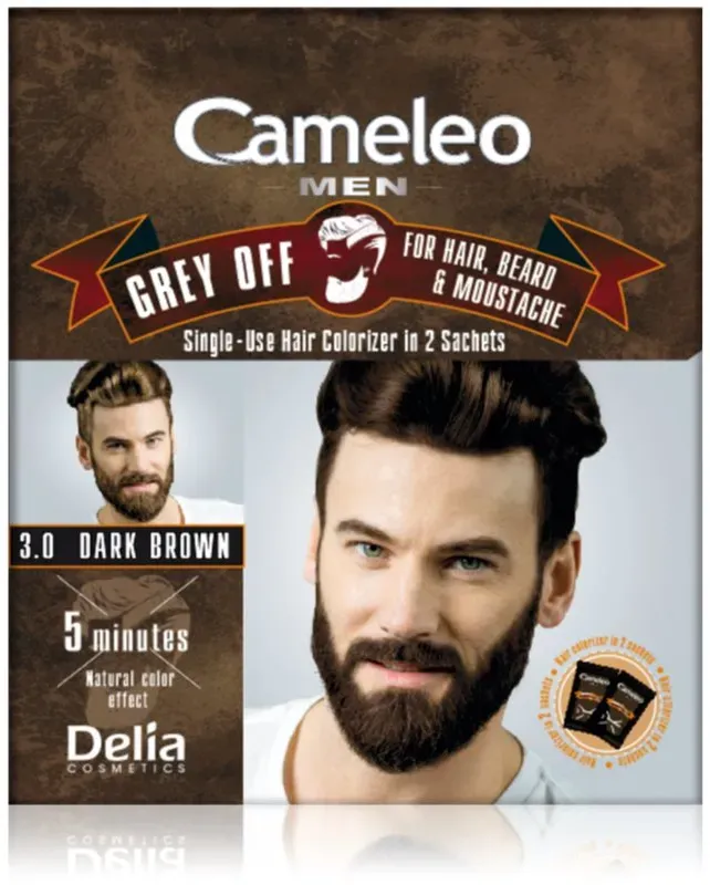 Delia Cosmetics Cameleo Men Einwegfarbe zum sofortigen Kaschieren grauer Haare Farbton 3.0 Dark Brown 2 x 15 ml