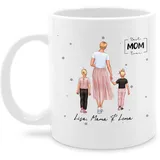 Tasse Tassen 325ml - Mama Geschenkidee von Kindern I Geschenke Mutti - 325 ml - Weiß - für persönlich muttertagstasse mom name teetasse kaffeetasse kindernamen mutter-tasse muttertag