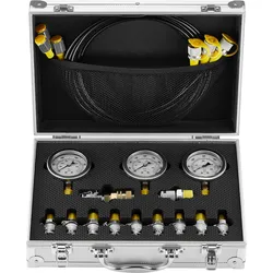 VEVOR Hydraulikdruck-Testset, 250 / 400 / 600 bar, 3 Messgeräte, 11 Prüfkupplungen, 3 Prüfschläuche, Bagger-Hydraulik-Testmessgeräte-Set mit Tragbarer Tragetasche für Bagger, Traktoren, Baumaschinen