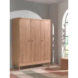 Home affaire Kleiderschrank Forrest mit 3 Drehtüren (Soft-Close), Made in Europe, zeitloses Design (B/H/T ca: 145,8x190x55 cm, Massivholz in 2 Farben erhältlich) praktische Facheinteilung, viel Stauraum, hochwertige Verarbeitung beige