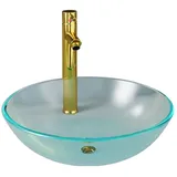 vidaXL Badezimmer Waschbecken Wasserhahn Ablaufgarnitur aus mattiertem
